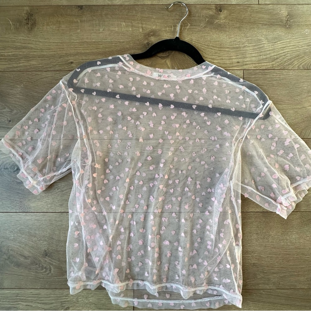 Sheer Pink Polka Dot Women's Top - From Japan
